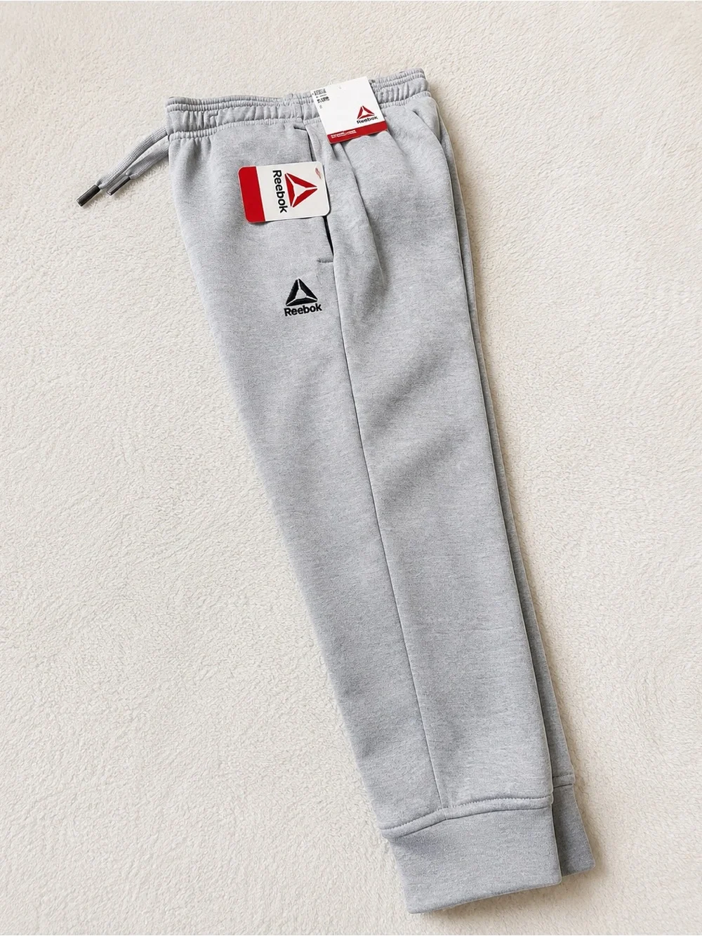 NWT Reebok Boys Gray Cool Down Jogger Sweatpants XS Athletic Drawstring